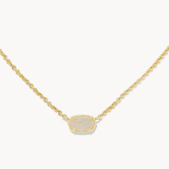 Kendra Scott Jewelry - Kendra Scott Emilie Gold Short Pendant Necklace in Iridescent Drusy
